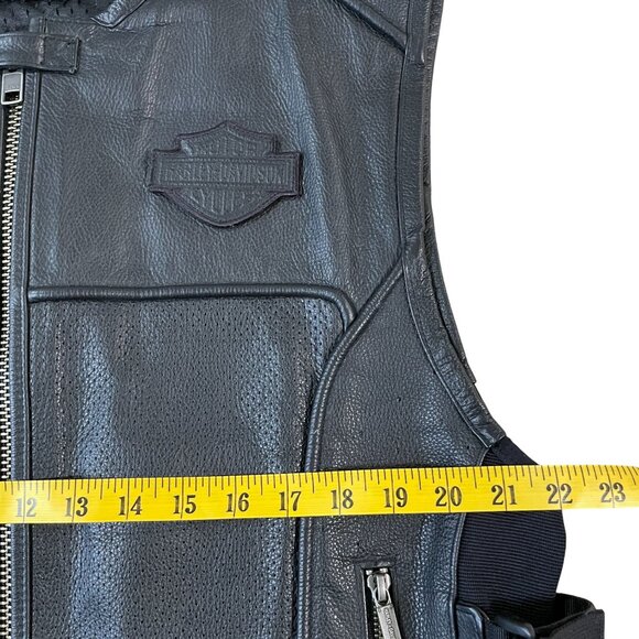 Harley-Davidson SWAT Vest Men's Size XL Black Leather Motorcycle Riding Patches - Picture 6 of 7